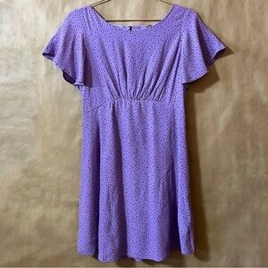 Free People | Tootsie Mini Dress Empire Waist Flutter Sleeve Purple Size 2